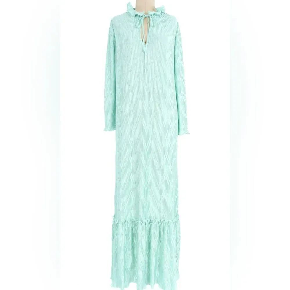 MARY MCFADDEN COLLECTION I BLUE DIMENSIONAL PLEATED DRESS S (VINTAGE)